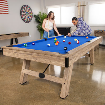 GoSports 8 ft Pool Table with Rustic Wood Finish - Billiard Table with Accessories