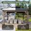 Pavillon de jardin permanent en bois 10 pi x 12 pi avec toit double en acier galvanisé pour terrasse, jardin, terrasse, bois de cèdre, gris