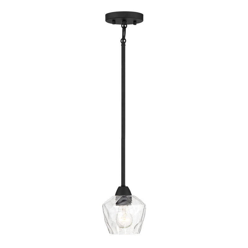 Highland Dunes Muro Brushed Nickel With Etched Opal Pendant Light, Coal, Transparent