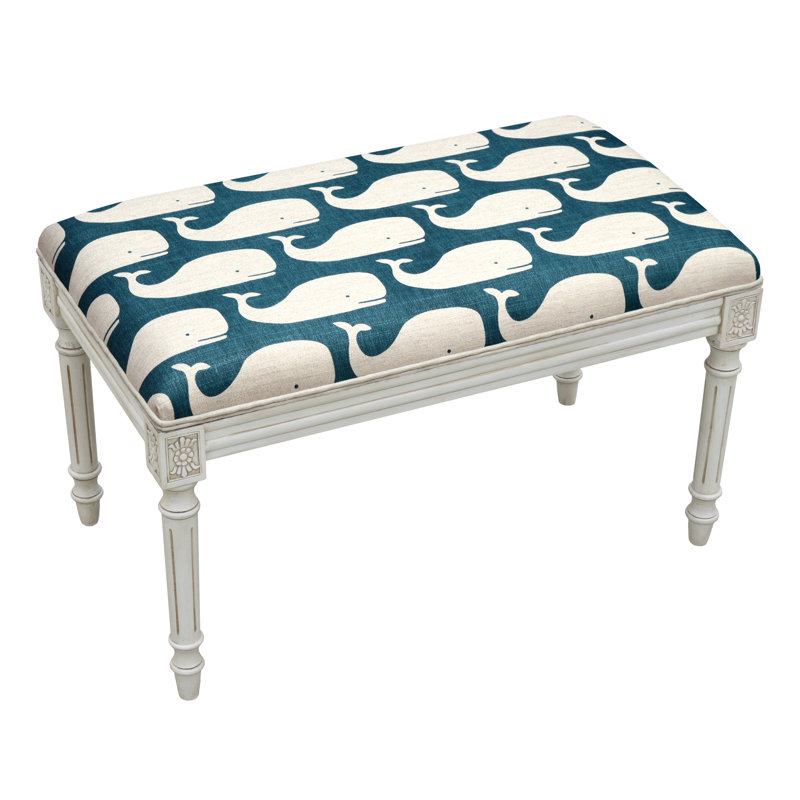 Banc en bois massif Allon Whales, Bleu marine