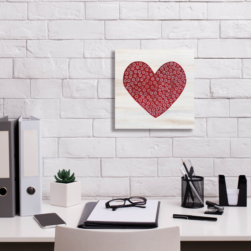 "Epic Graffiti" Rustic Valentine Heart 3 "par Kathleen Parr, art mural sur toile, 12 po x 12 po