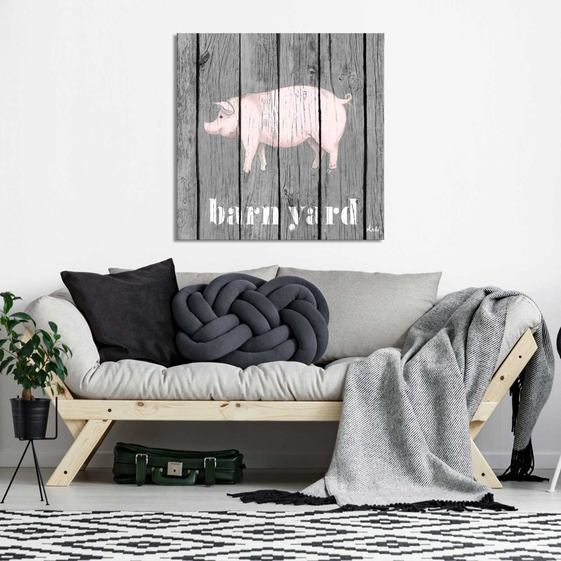 «Barnyard Pig», impression, Toile tendue, H 18 po x l 18 po x P 1 po