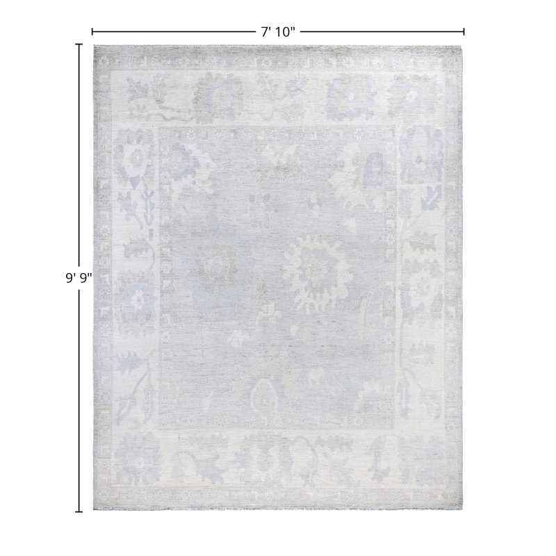 Tapis unique noué à la main de couleur ivoire 7 pi 10 po x 9 pi 9 po Jukerius