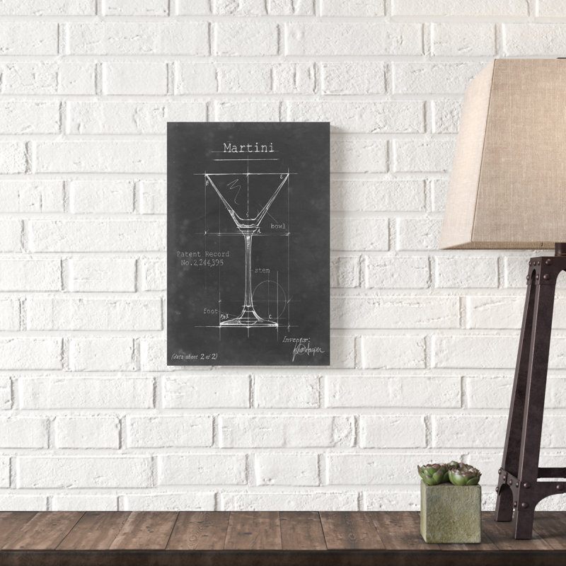 "Barware Blueprint V" par Ethan Harper, reproduction d'art sur toile, H 18 po x l 12 po, Cadre noir