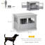 Petite cage pour chien, avec une construction solide, un chenil en bois gris comme table de bout, pour les chiens