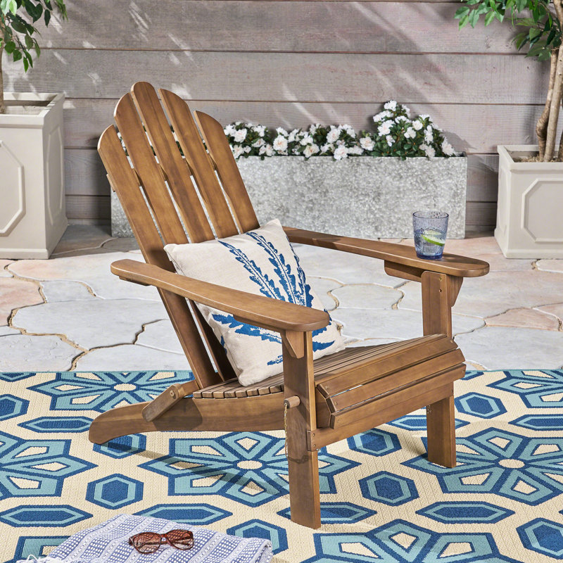 Chaise de patio en bois brun foncé - pliable pour un siège d'extérieur compact