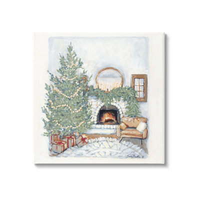 Foyer de Noël douillet, art texturé à la giclée noire encadrée par Sara Baker
