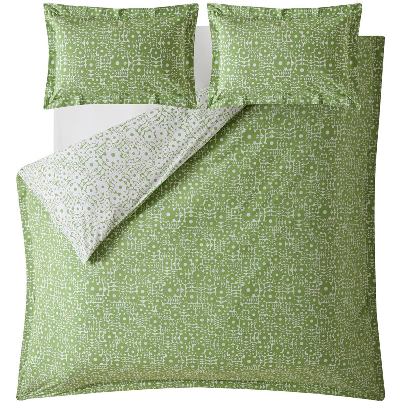 Orla Kiely Criss Cross Stem Basil Green Single Duvet Cover Set, Super King Duvet Cover + 2 Pillowcases