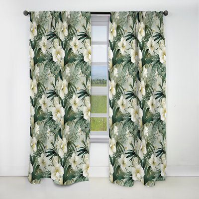 Bamboo Whispers Tropical Pattern IV - Floral Curtain - Blackout Floral Curtain - 1 Panels