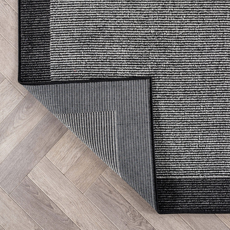 Modern Geometric Area Rug Bordered Contemporary Design, Gray, Rectangle 2' x 3'