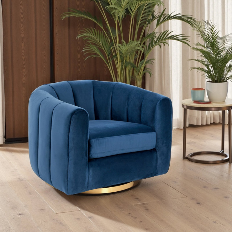 Chaise pivotante en velours bleu marine Cosey, Bleu