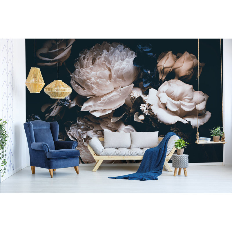 Murale bouquet de pivoines Yesmin, l 98 po x L 150 po