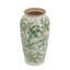 Vase à fleurs en céramique blanche avec motif floral vert