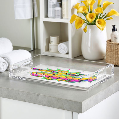Wham Yellow Pink Acrylic Rectangle Decorative Tray