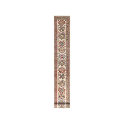 2'9"x35'8" Ivory Afghan Super Kazak Wool Hand Knotted XL Runner Rug D097F97C14BC409BA8774CB9A5827036