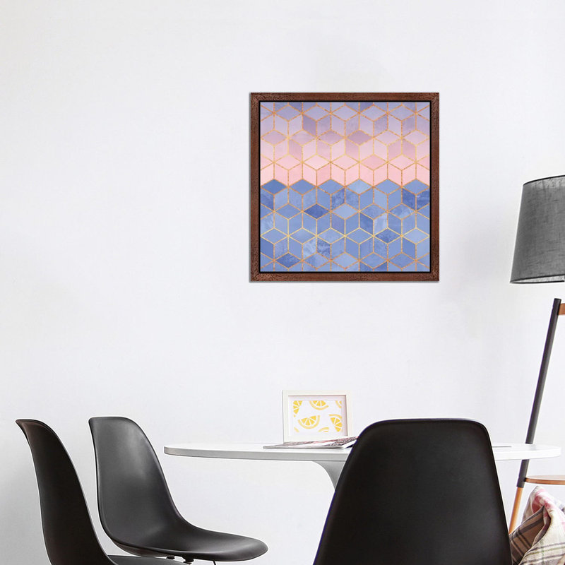 Rose Quartz And Serenity Cubes - Floater Frame Print on Canvas, 45.72 cm H x 45.72 cm W, Brown Framed