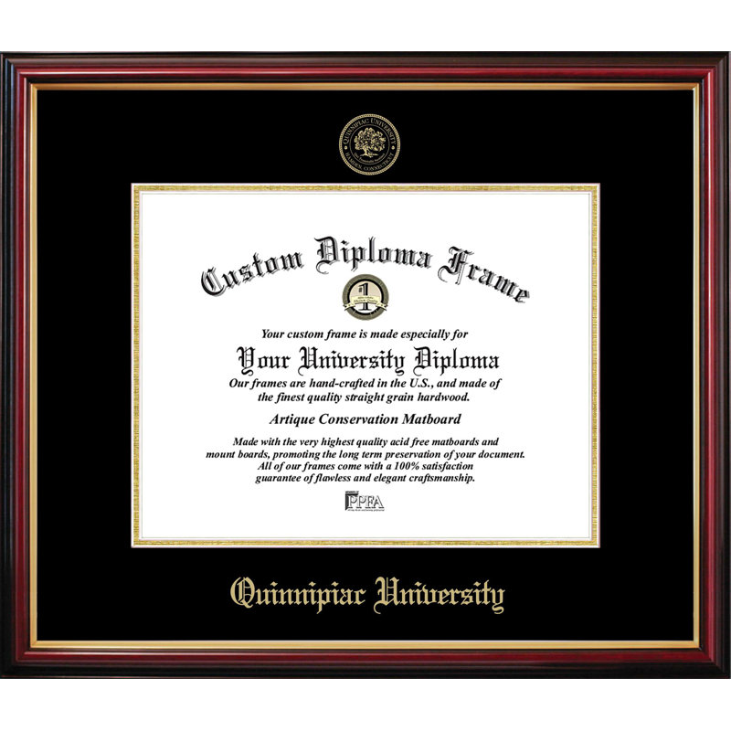 Cadre de petit diplôme de l'Université Quinnipiac, L 11 po x H 8,5 po, NCAA Quinnipiac University