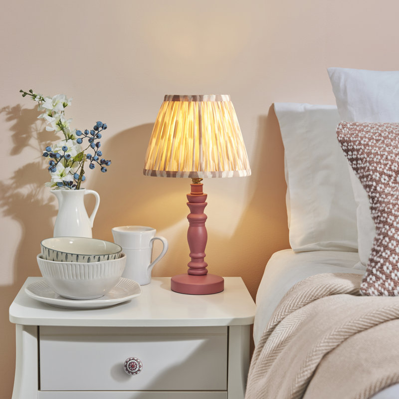 Bibury Wood Table Lamp, Beige, Pink