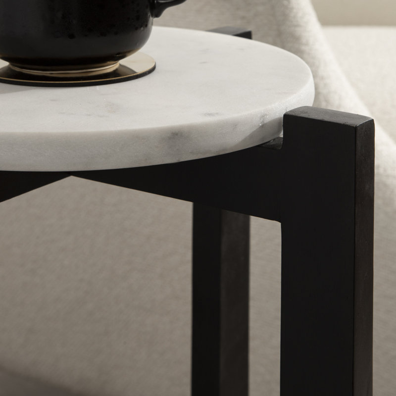 Table de bout en marbre Oakdale, Noir / blanc, L 12 po x H 24 po