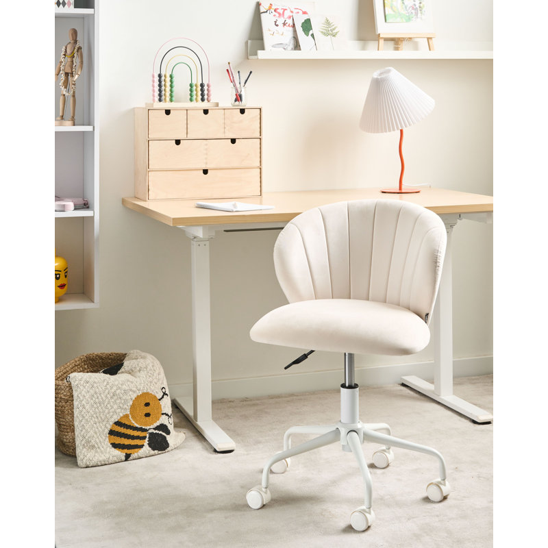 Velvet Office Chair, Off-White