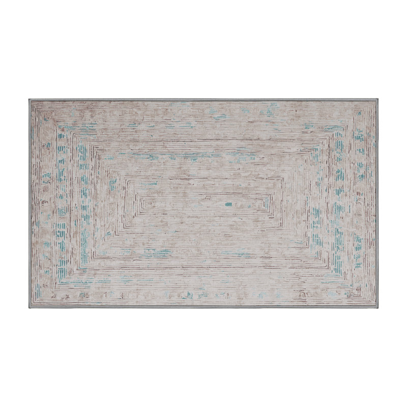 Machine Washable Gray Area Rug, Rectangle 7' x 10'