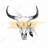 Gray Rustic Bedroom Canvas | Cow Skull with Feather Decor