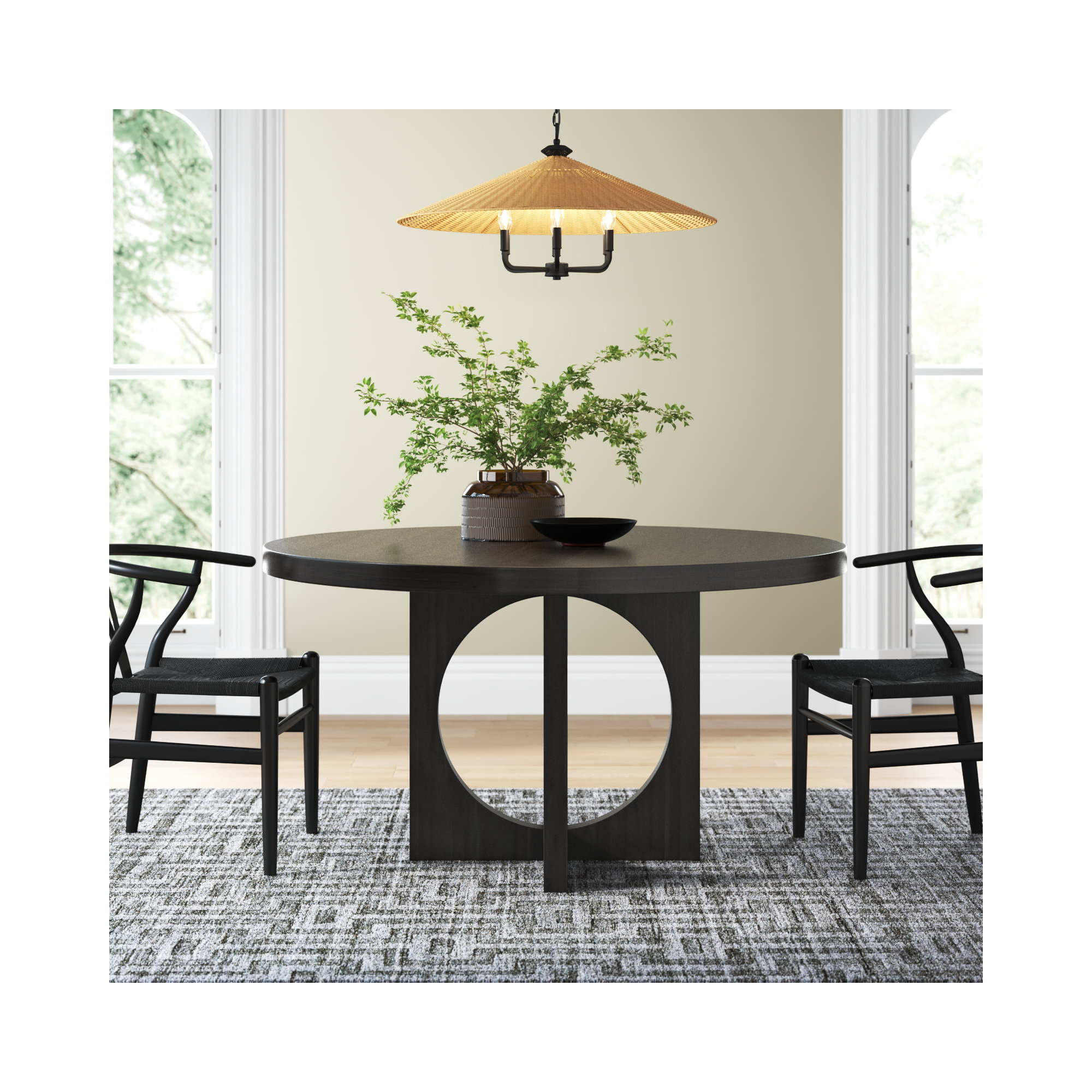 54'' Round Dining Table, Black