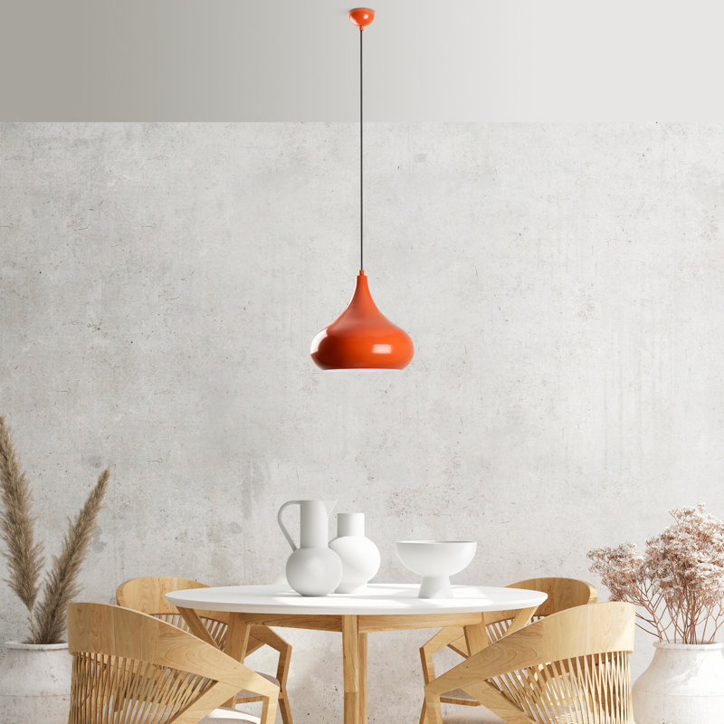 Elegant Adjustable Chandelier, Orange Metal Body, 11.8 x 11.0 inches | Total Height: 13.8 - 49.6 inches | Max 40W E27 Socket (Bulb Not Included) | Stylish Lighting Fixture for Living Room, Dining Room & Entryway