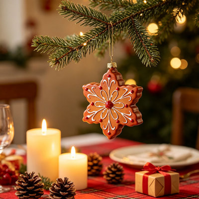 Décorations de Noël en bois en forme de flocon de neige (10 cm), idéales pour décorer votre sapin de Noël en hiver. Cadeau souvenir, décoration de Noël, rouge.