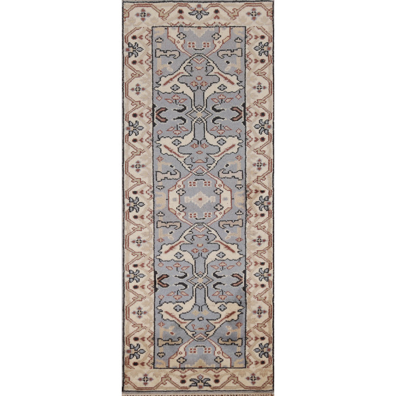 Blue Handmade Oushak Oriental Runner Rug 3x8