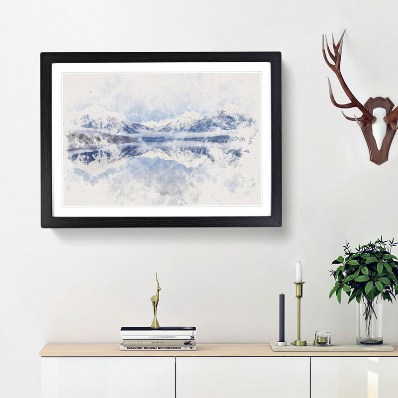 Lake Mcdonald in Montana - Picture Frame Painting Print, 24cm H x 33cm W x 2cm D, Black Framed
