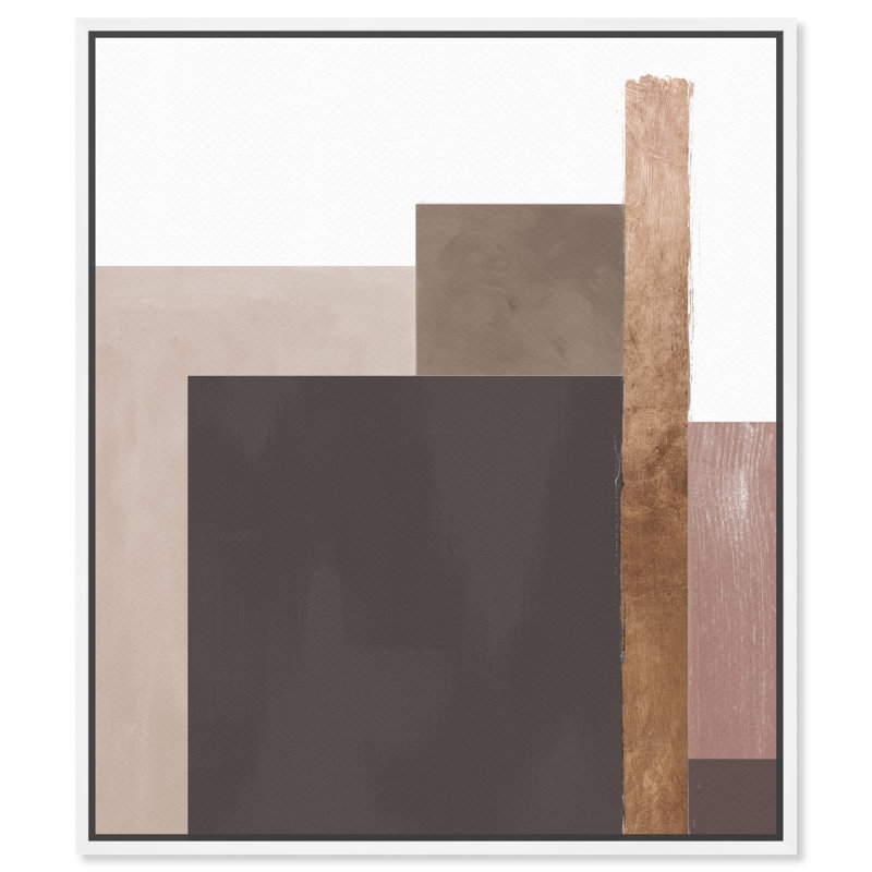 «Abstract Me Boheme Neutral Copper Geometric», reproduction d'art sur toile, Toile blanche encadrée