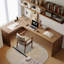 Bureau rectangulaire en bois massif brun clair-719353691-719353688