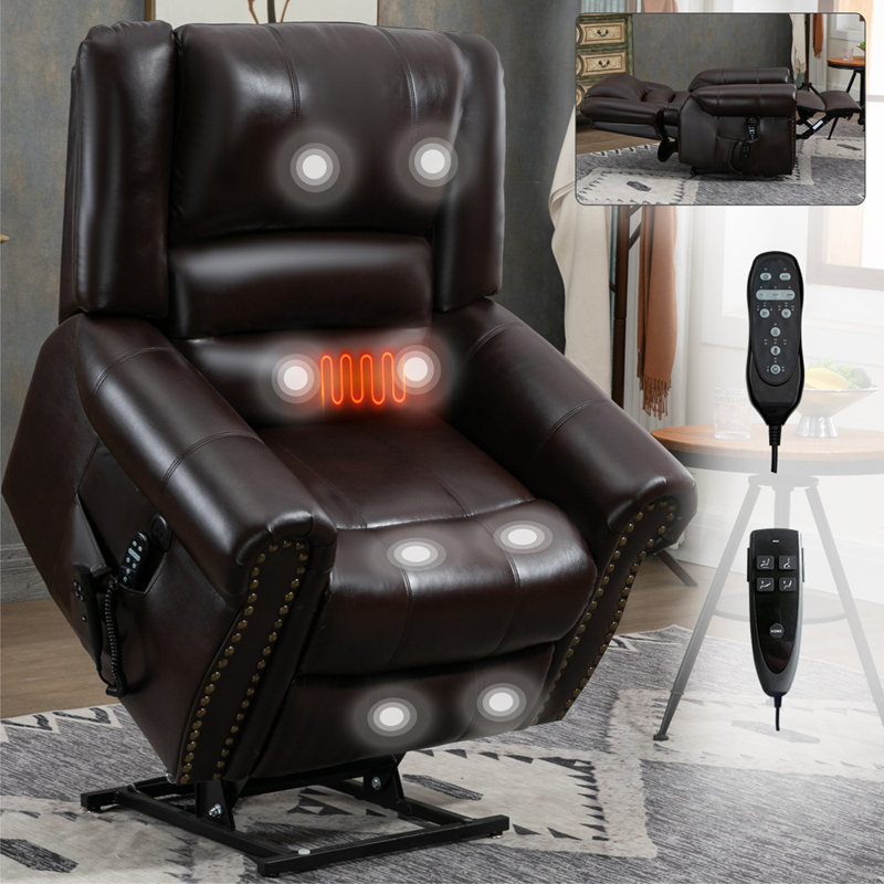 Fauteuil de massage inclinable Power Lift, Brun antique