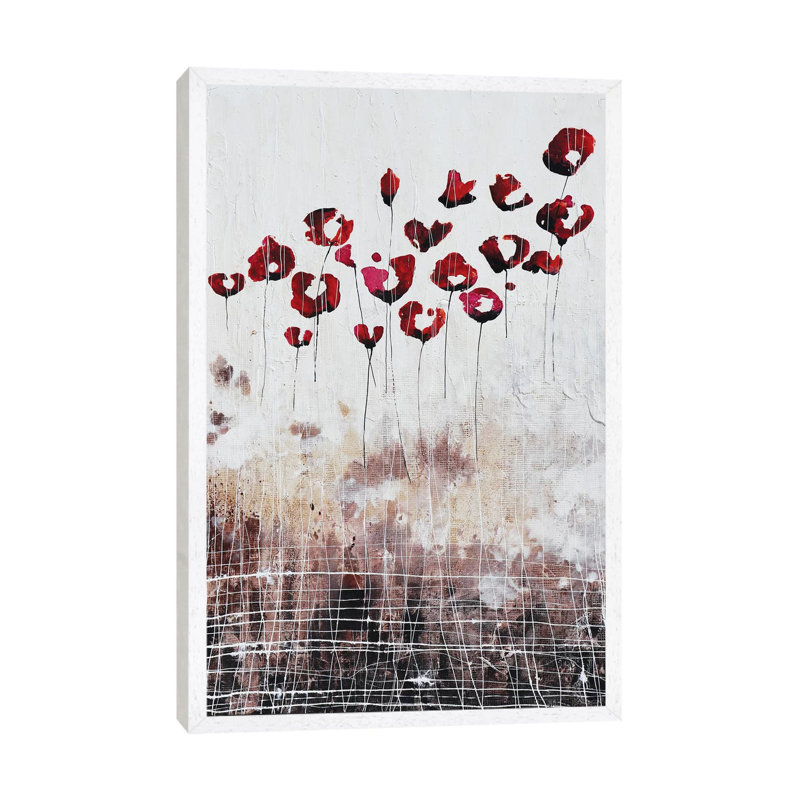 Love Poppies and Memories 1 Piece Painting on Canvas, 66.04cm H x 45.72cm W x 3.81cm D, White Framed