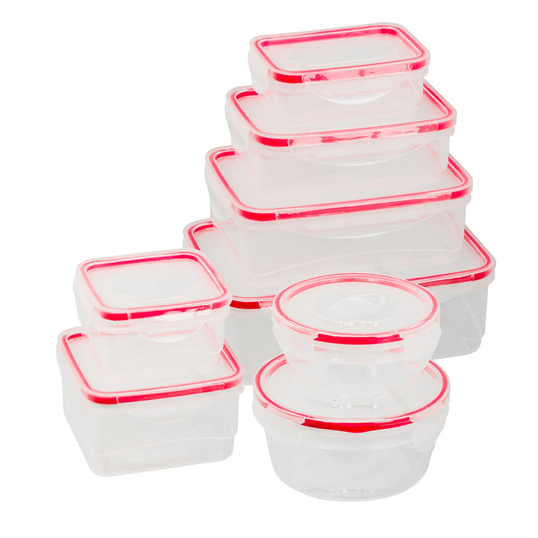 Kenzie Plastic 8 Container Food Storage Set Prep & Savour Color: Red