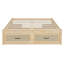 Lit plateforme double en bois naturel antique avec 6 tiroirs de rangement, design minimaliste-139483555-139483558