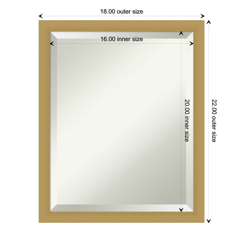 Miroir mural Anastase, 22 po x 18 po, Doré