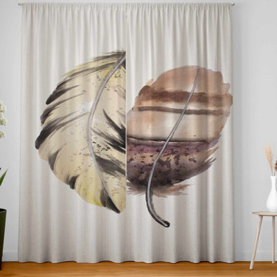 Purple Feather Set - Blackout Window Curtains for Home Decor