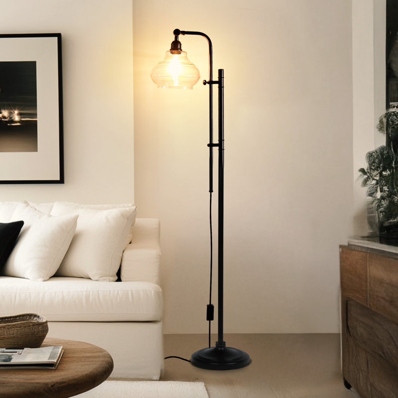 Austin 69 in. Modern Height-Adjustable LED Industrial Black Floor Lamp, Bulb Included