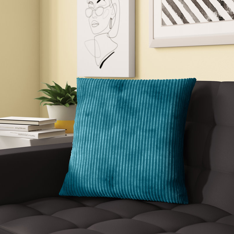 Wide Wale Corduroy Solid Color Plush Polyester Filled Reversible Throw Pillows, 22" H x 22" W x 7" D, Purple