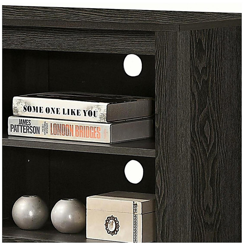 Benito deep grey 70-inch W TV cabinet, with open shelves and cable management, Dark Gray