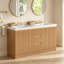 Meuble-lavabo autoportant de 59,3 po avec lavabo double, comptoir en bois aggloméré, armoire en panneau de fibres à densité moyenne et cadre en bois massif, portes et tiroirs à fermeture en douceur, meuble-lavabo moderne pour la grande salle de bain