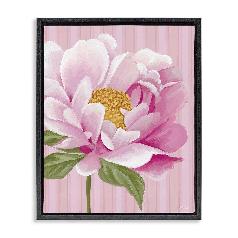 Art mural sur toile flottante avec œillets roses par Cat Thurman Designs, Cadre flottant noir de jais, H 21 po x l 17 po