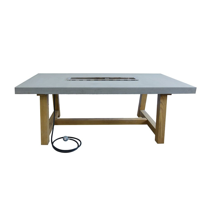 Rectangle Concrete Smokeless Fire Pit Table, Propane