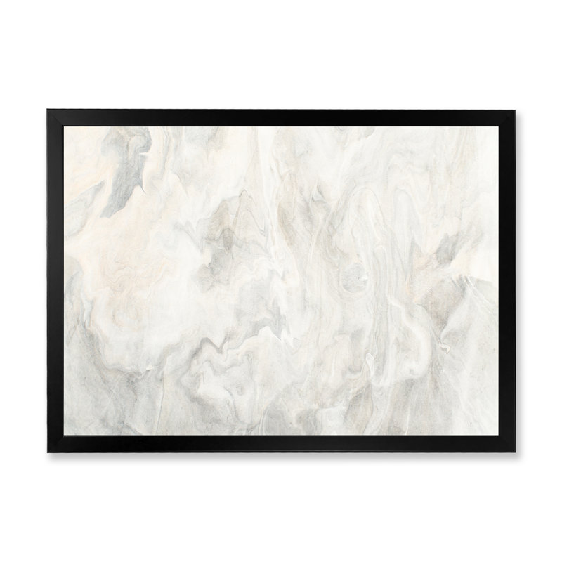 «Wave Art» dans les tons de crème liquide, impression sur toile, Cadre noir, H 8 po x l 12 po x P 1 po