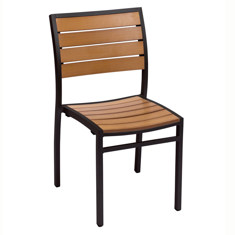 Largo Stacking Teak Restaurant Patio Dining Chair, Black