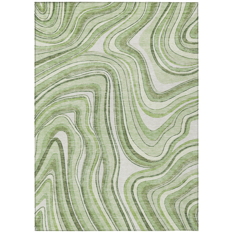 Tapis intérieur / extérieur en polyester tissé à la machine Lamanna, Rectangle 5 pi x 7 pi 6 po