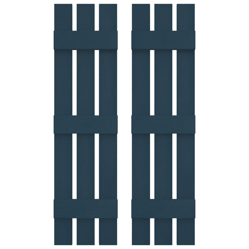Builders Edge, paire de volets personnalisés à trois planches espacées, planche-n-lattes, 58 po, Bleu classique