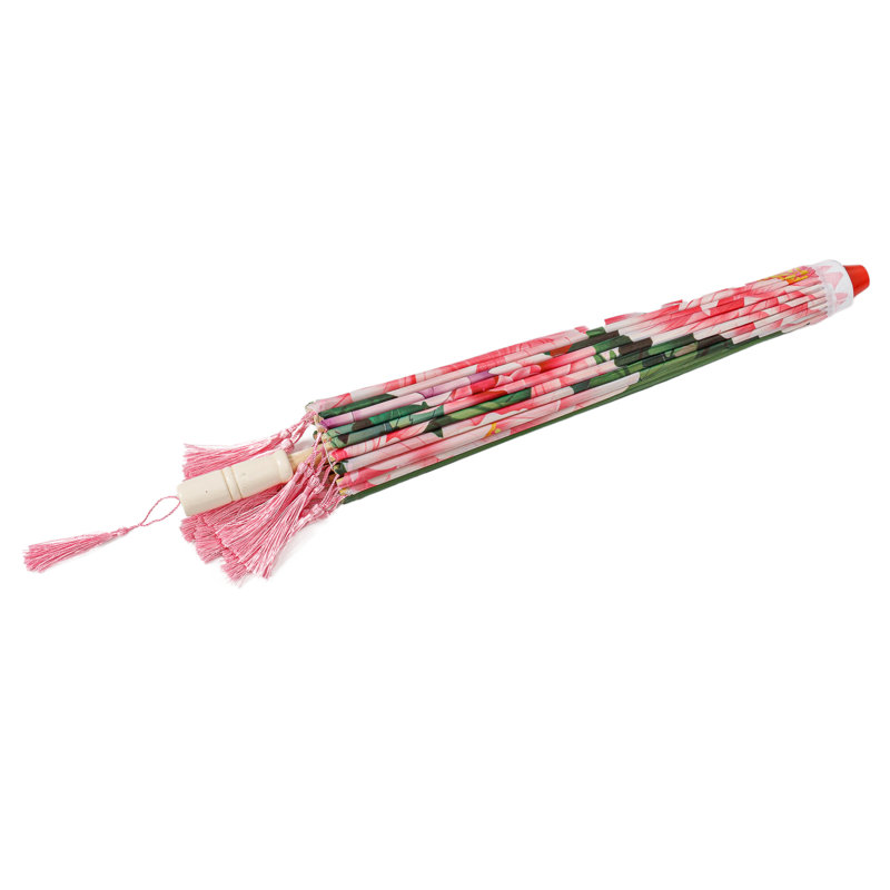Classic Chinese Art Asian Style 33" Silk Parasol Umbrella With Tassels For Wedding Parties, Photography, Costumes, Cosplay, Decoration And Other Events - Green With Peonies